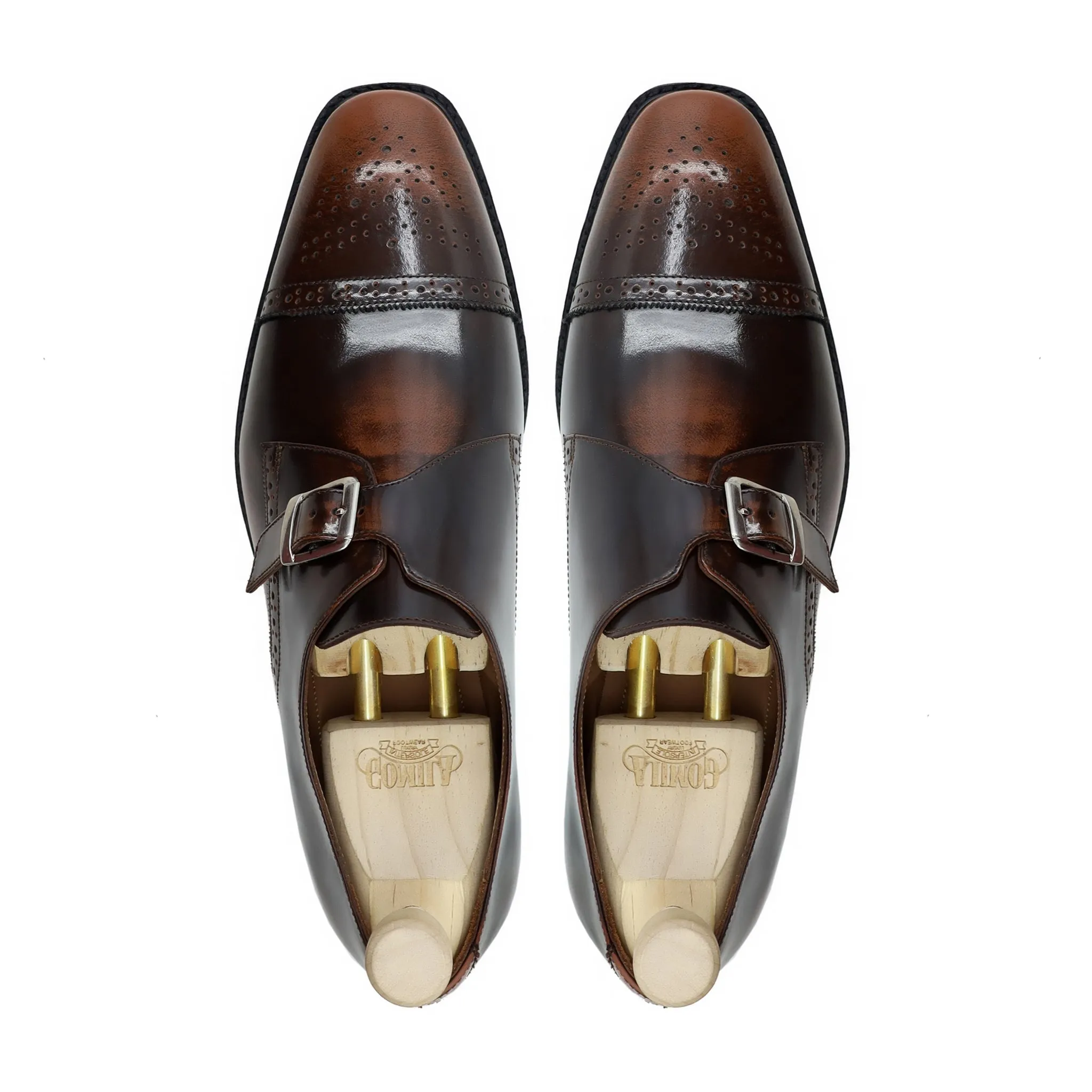 Strombus - Men's Burnished Brown Calf Leather Single Monkstrap