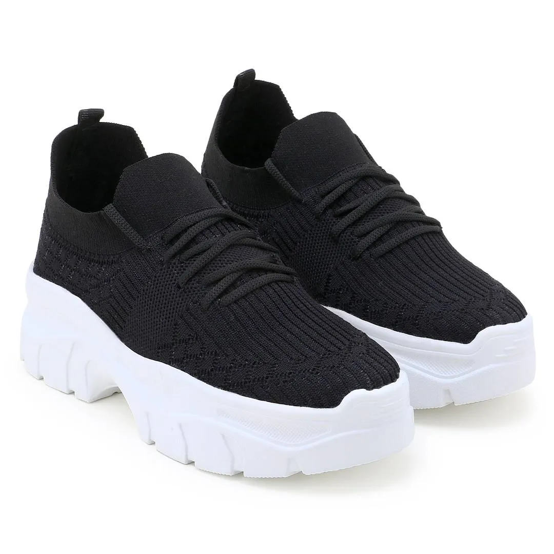 Stylish Black Mesh Sports Shoes