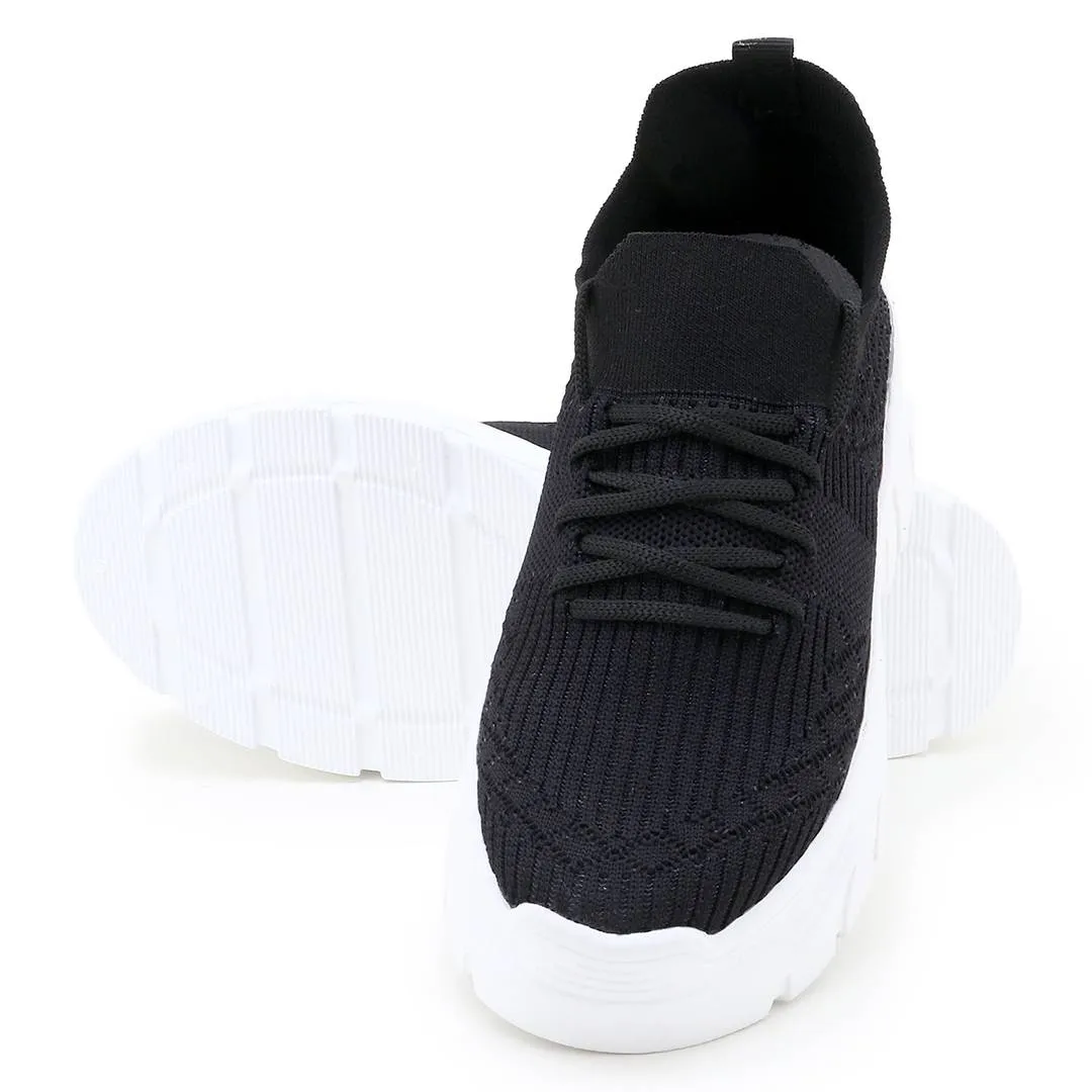 Stylish Black Mesh Sports Shoes