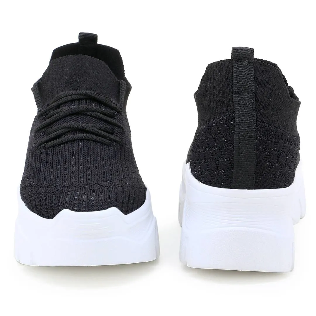 Stylish Black Mesh Sports Shoes