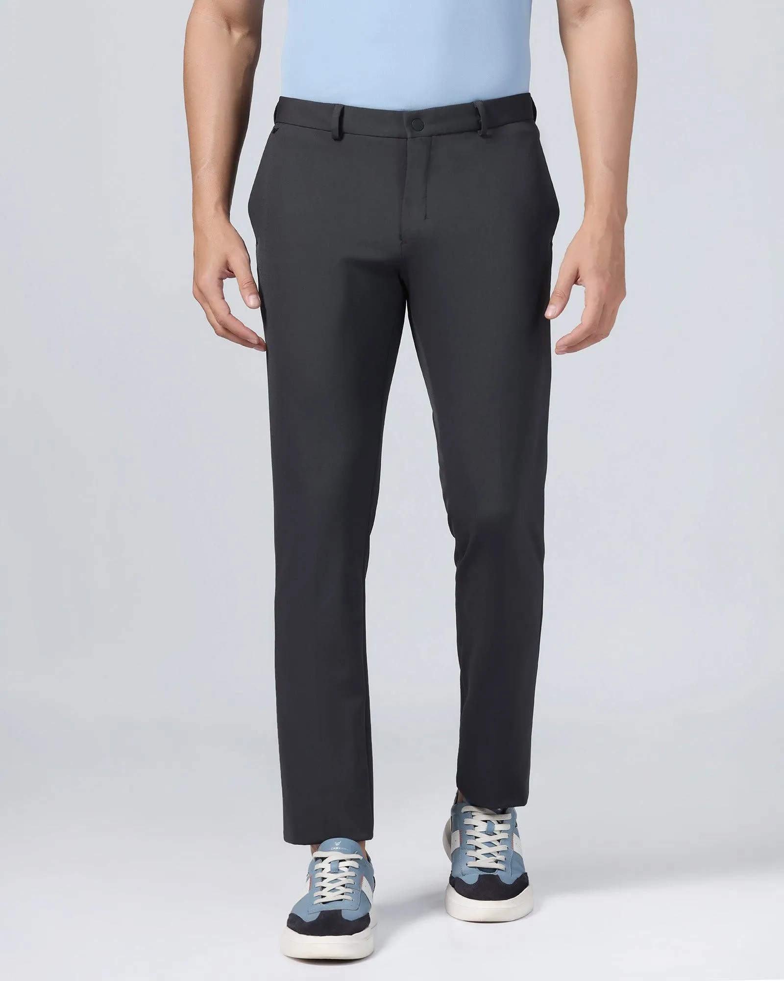 TechPro Slim Fit B-91 Formal Charcoal Solid Trouser - Ashley