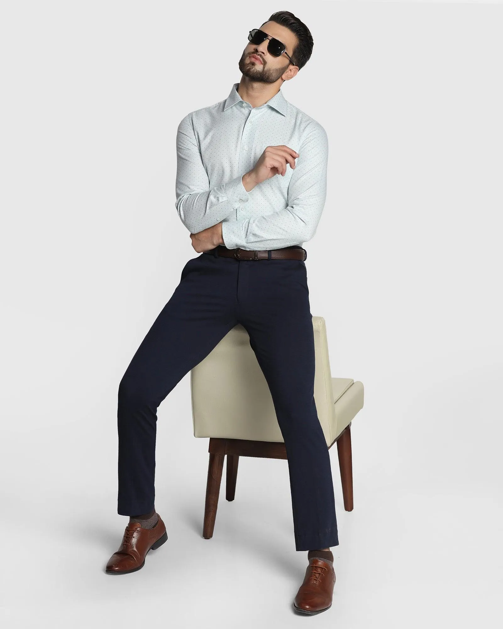 Temp Tech Formal Blue Textured Shirt - Larry