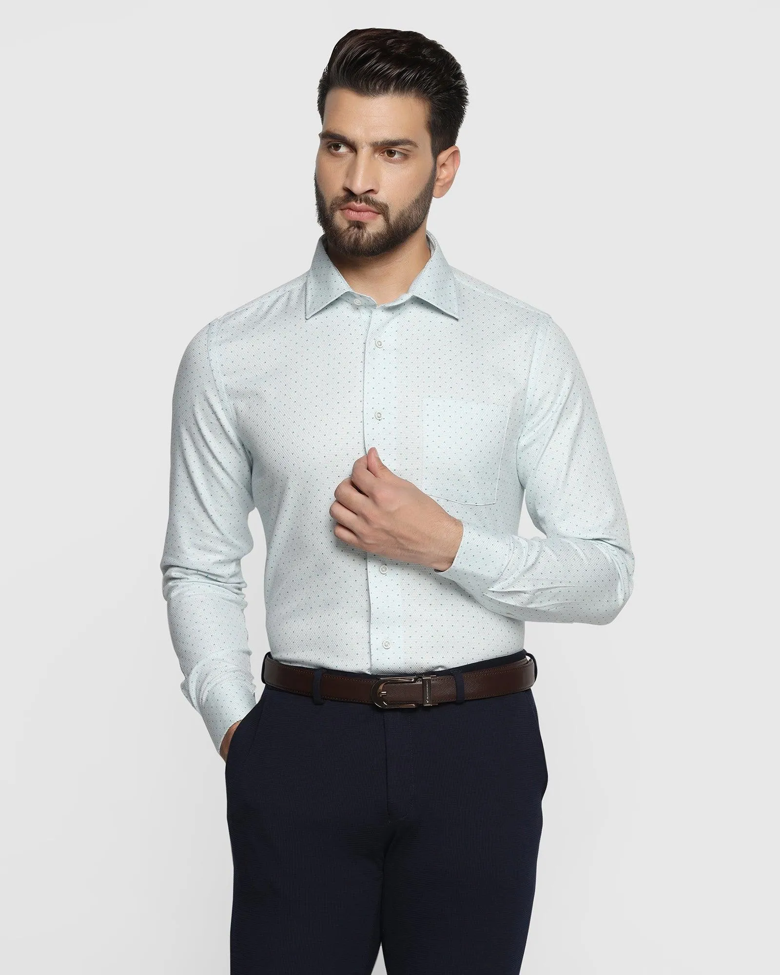 Temp Tech Formal Blue Textured Shirt - Larry