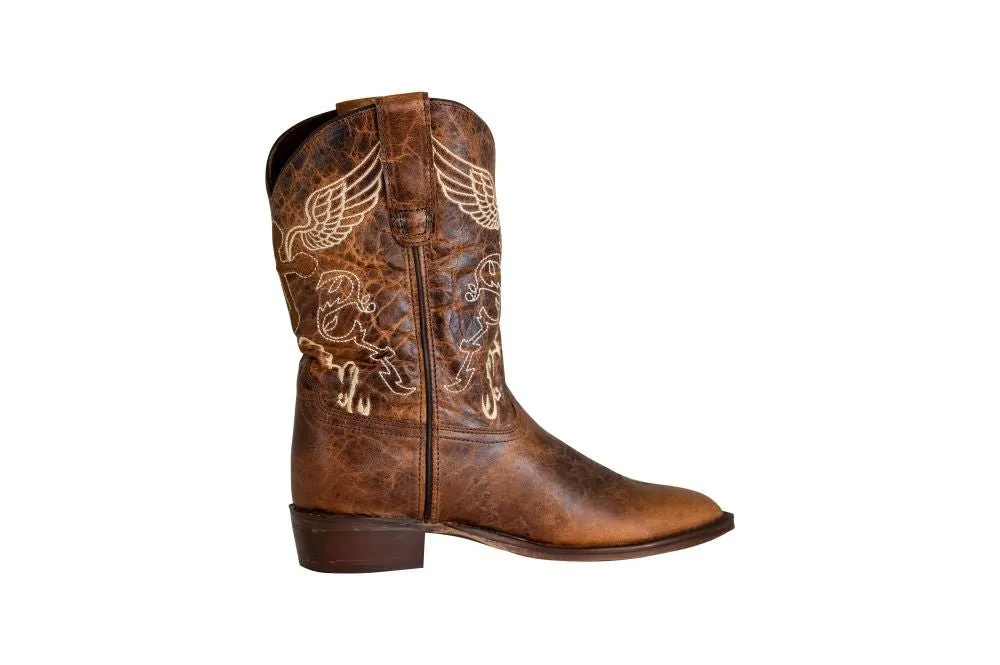 TuffRider Children Sequoia Cross & Wing Embroidered Square Toe Western Boots