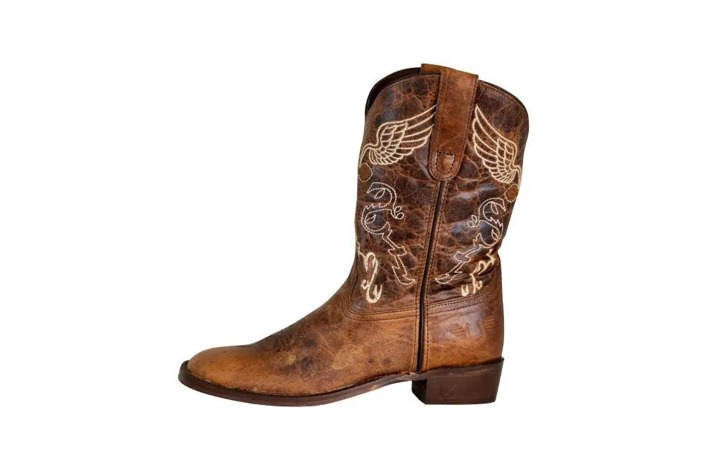 TuffRider Children Sequoia Cross & Wing Embroidered Square Toe Western Boots