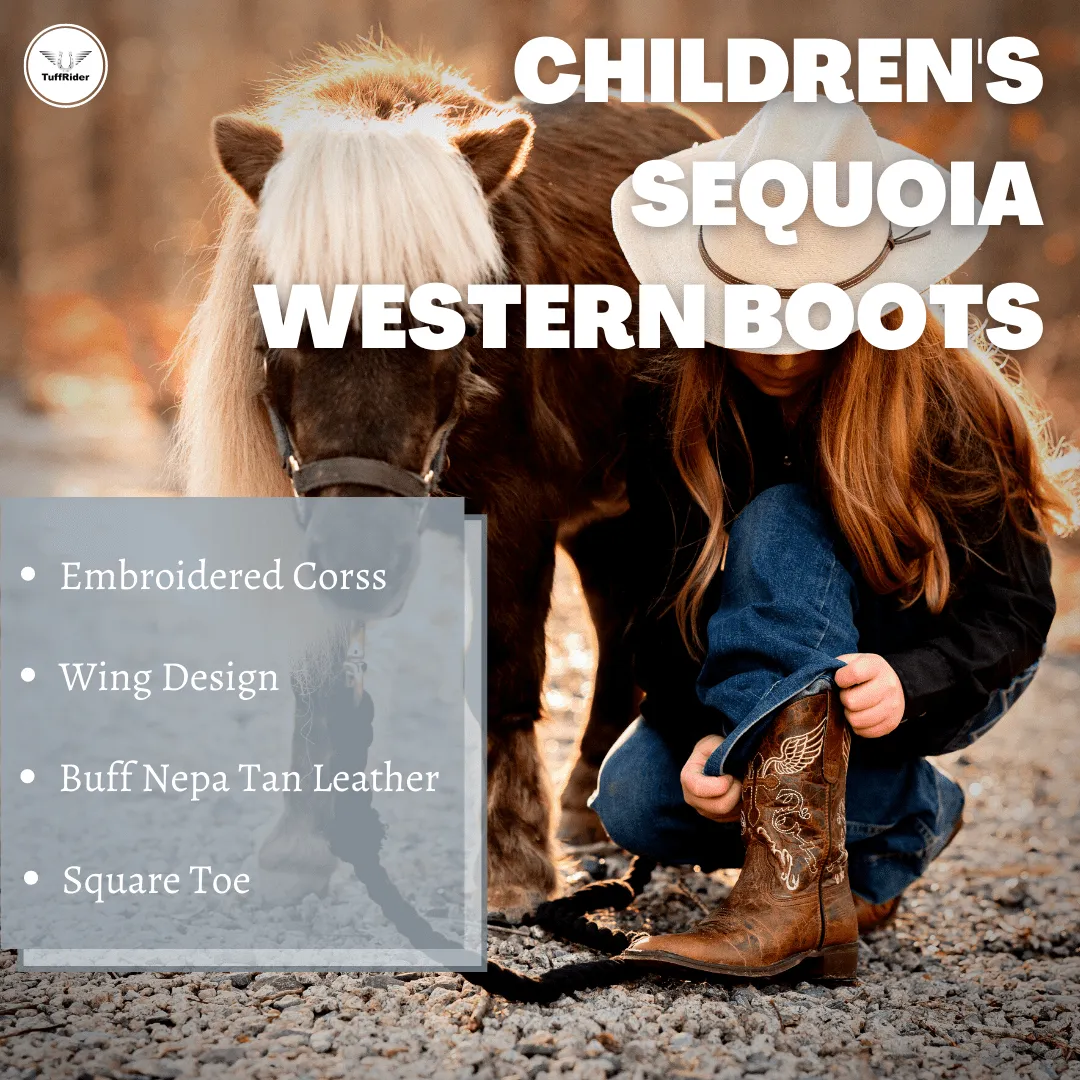 TuffRider Children Sequoia Cross & Wing Embroidered Square Toe Western Boots