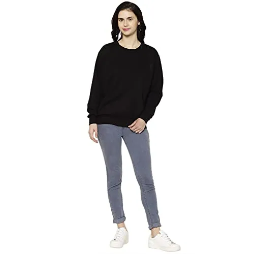 VIMAL JONNEY Women Cotton Round Neck Regular Sweatshirts (Pack of 1 Black L) SW_RN_BLK_001-L