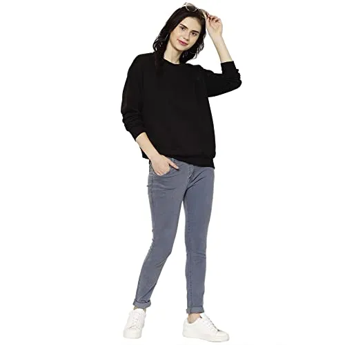 VIMAL JONNEY Women Cotton Round Neck Regular Sweatshirts (Pack of 1 Black L) SW_RN_BLK_001-L