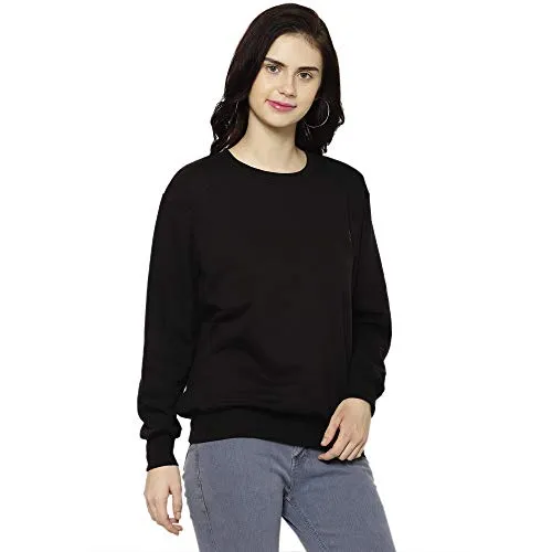 VIMAL JONNEY Women Cotton Round Neck Regular Sweatshirts (Pack of 1 Black L) SW_RN_BLK_001-L