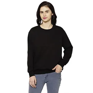 VIMAL JONNEY Women Cotton Round Neck Regular Sweatshirts (Pack of 1 Black L) SW_RN_BLK_001-L