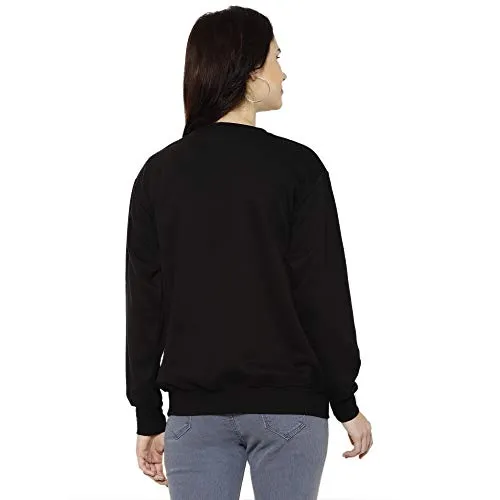 VIMAL JONNEY Women Cotton Round Neck Regular Sweatshirts (Pack of 1 Black L) SW_RN_BLK_001-L