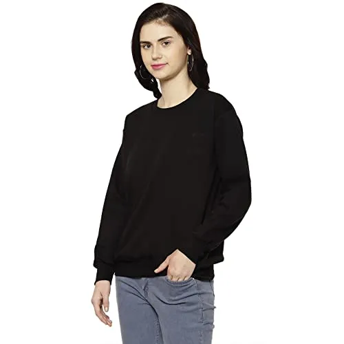 VIMAL JONNEY Women Cotton Round Neck Regular Sweatshirts (Pack of 1 Black L) SW_RN_BLK_001-L