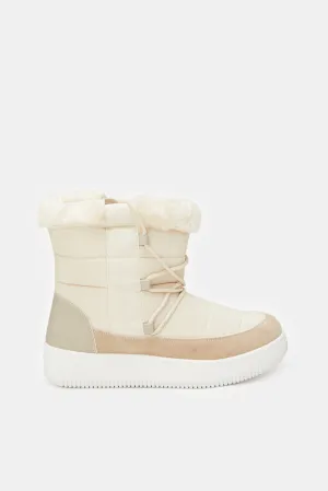 Women Ivory High Neck Boot